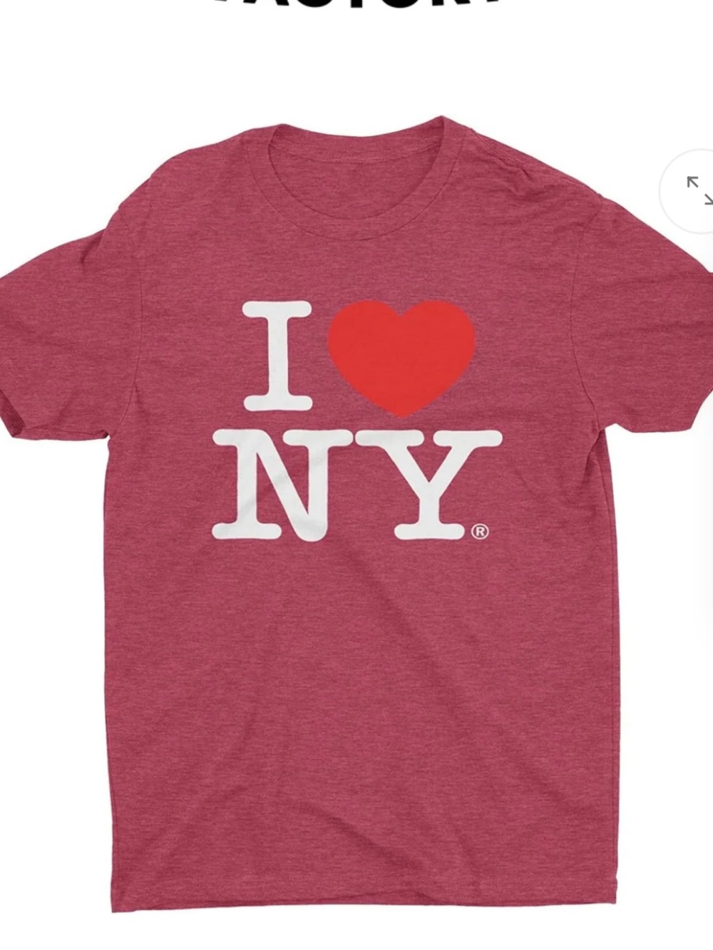 I LOVE NY Unisex Heather Burgundy T-Shirt Size: L